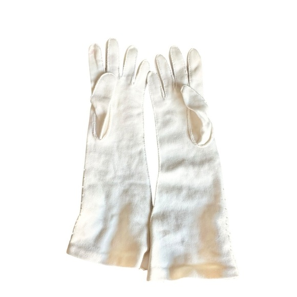 Vintage 50s White Beaded Long Gloves - Picture 10 of 14